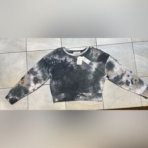 Hippie Rose Tie Dye Cropped Crewneck Sweatshirt NWT